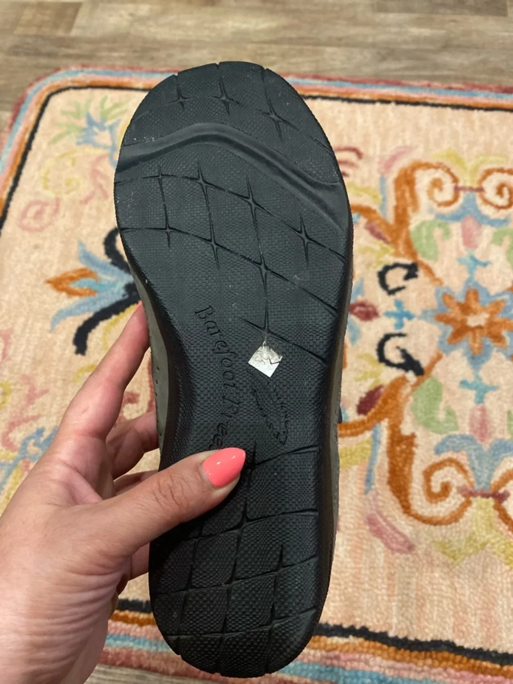 Barefoot Freedom Mary Jane Comfort Shoes Gray Leather Fabric Hook & Loop 9W - Picture 4 of 11